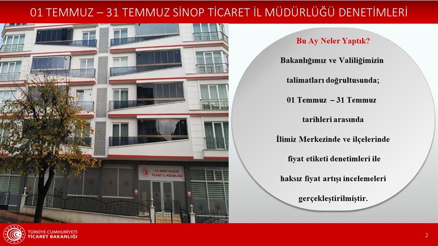 SİNOP TİCARET İL MÜDÜRLÜĞÜ 2026 YILI TEMMUZ AYI PİYASA GÖZETİMİ VE DENETİMİ RAPORU