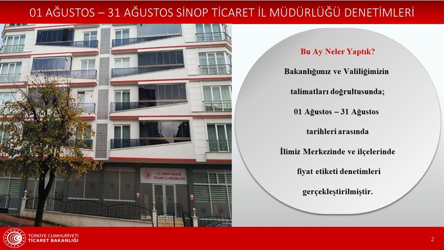 SİNOP TİCARET İL MÜDÜRLÜĞÜ 2026 YILI AĞUSTOS AYI PİYASA GÖZETİMİ VE DENETİMİ RAPORU